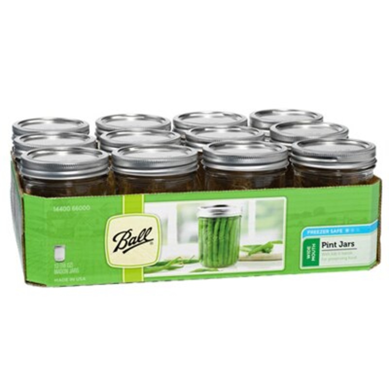 Ball Pint Canning Jars - Wide Mouth - Pack of 12
