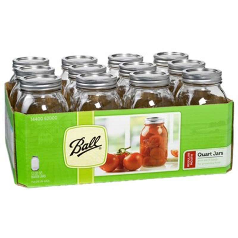 Ball Quart Canning Jars - Regular Mouth - Pack of 12