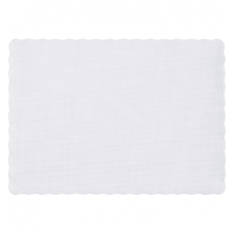 10" x 14" White Scalloped Edge Paper Placemat - 100 Ct.