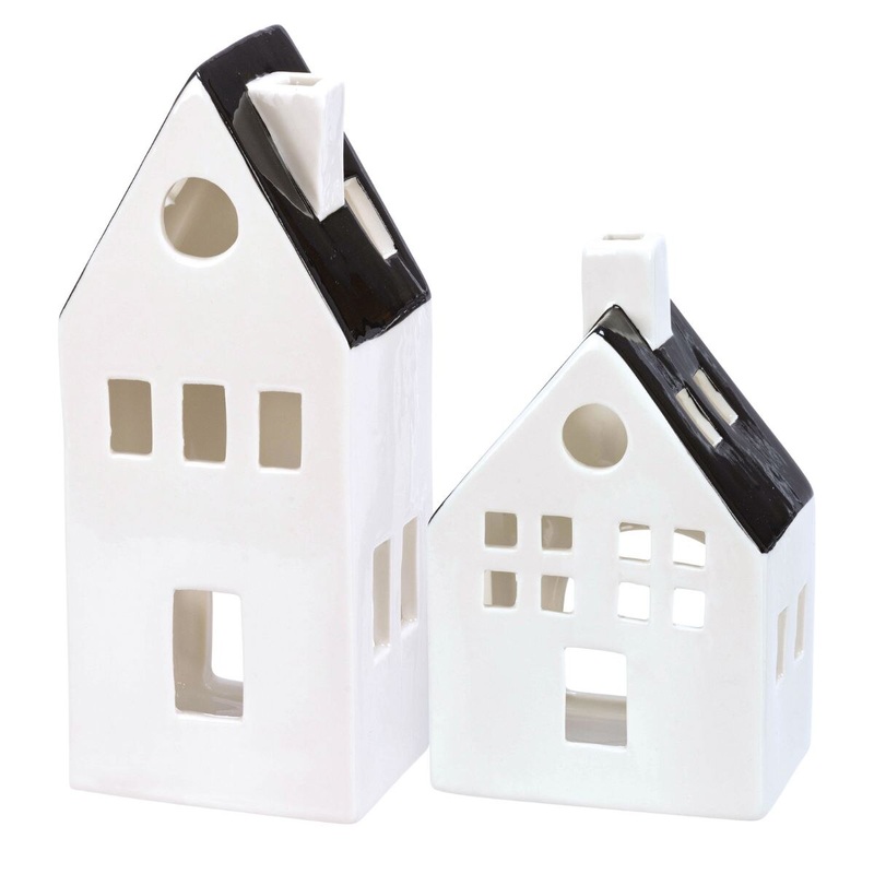 Black And White Houses Figurine Set