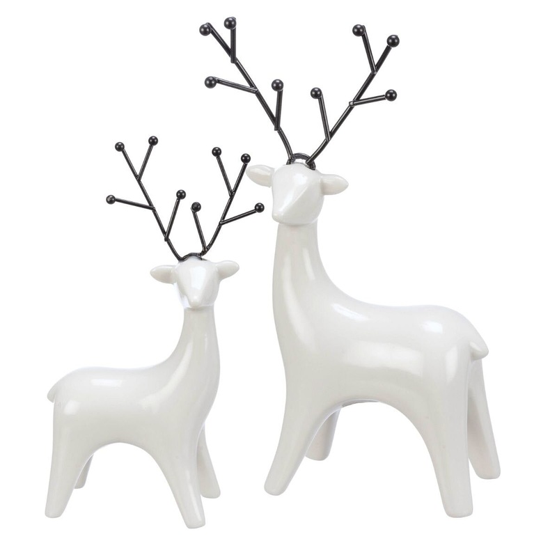 Black & White Deer Figurine Set
