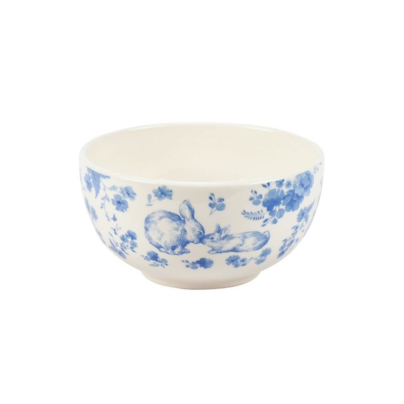 Blue Floral Rabbit Bowl