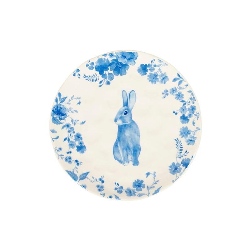 Blue Floral Rabbit Salad Plate
