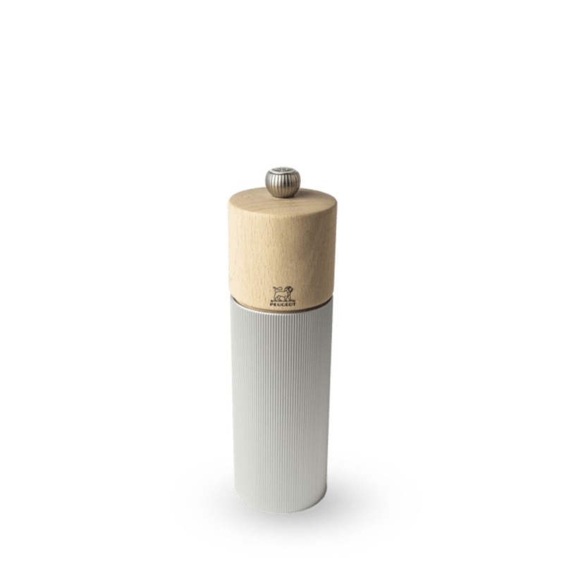 7" Natural Aluminum/Wood Line Salt Mill