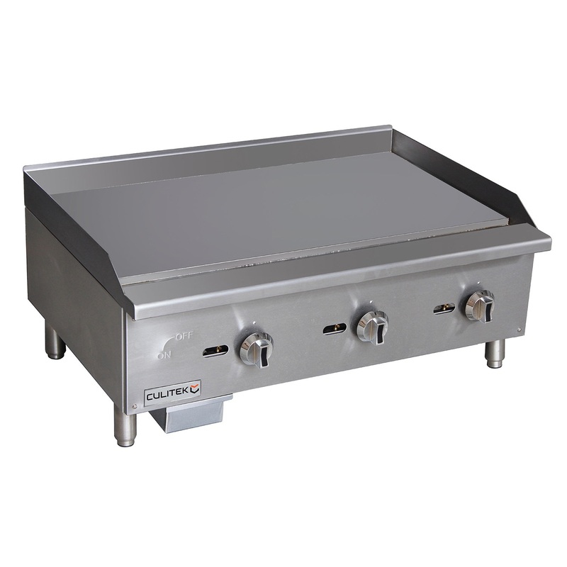 Culitek CULECTG36NG SS-Series Countertop Natural Gas Griddle w/ 3 Burners and Manual Controls 36" - 90,000 BTU