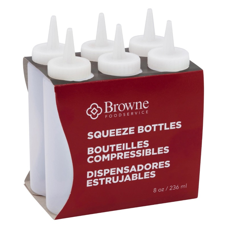 Browne 57800800 Dressing Squeeze Bottle with No-Drip Tip 8 oz. - Clear - 6/Set
