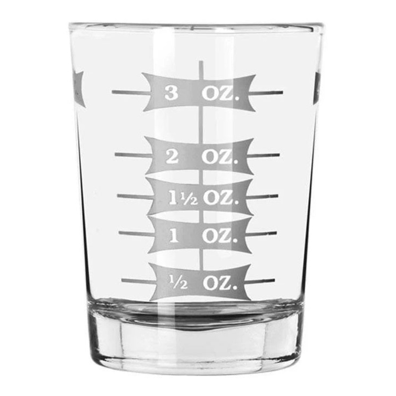 Libbey 5134/1124N Restaurant Basics Stackable Measuring / Mixing Glass with Capacity Markings on Both Sides 4 oz. - Clear - 12/Case