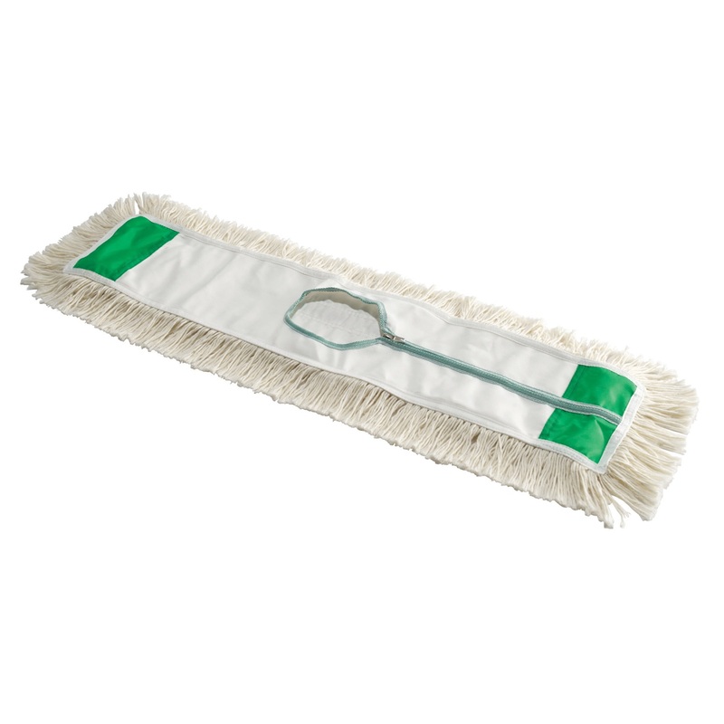 Winco DM-24H Replacement Cotton Cut-End Yarn Dust Mop Head with Zipper Closure 24" x 5" - White - 24/Case
