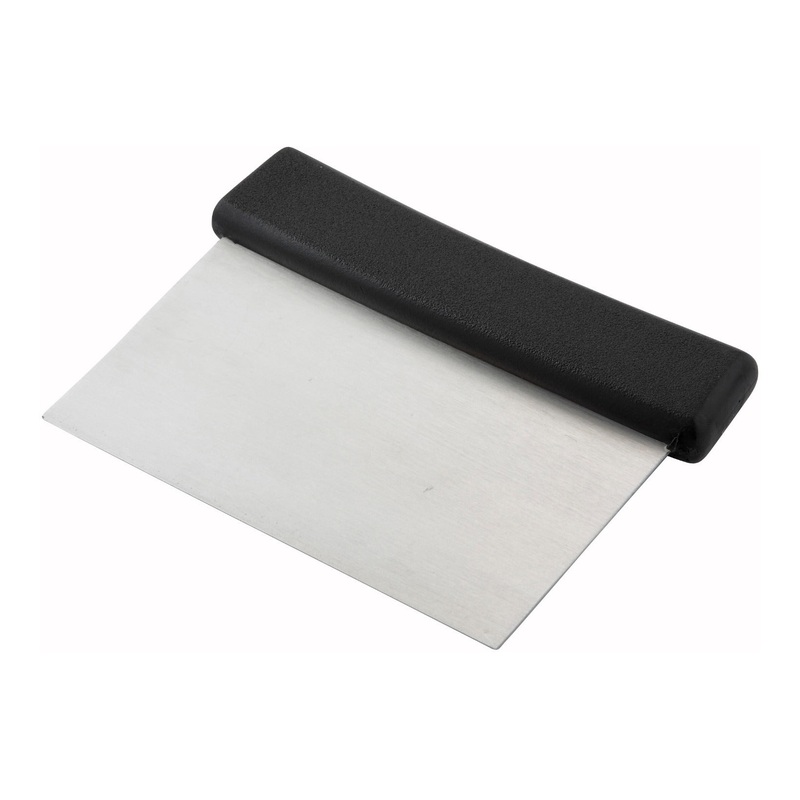 Winco DSC-2 Stainless Steel Dough Scraper with Black Plastic Handle 6" x 3" - 72/Case