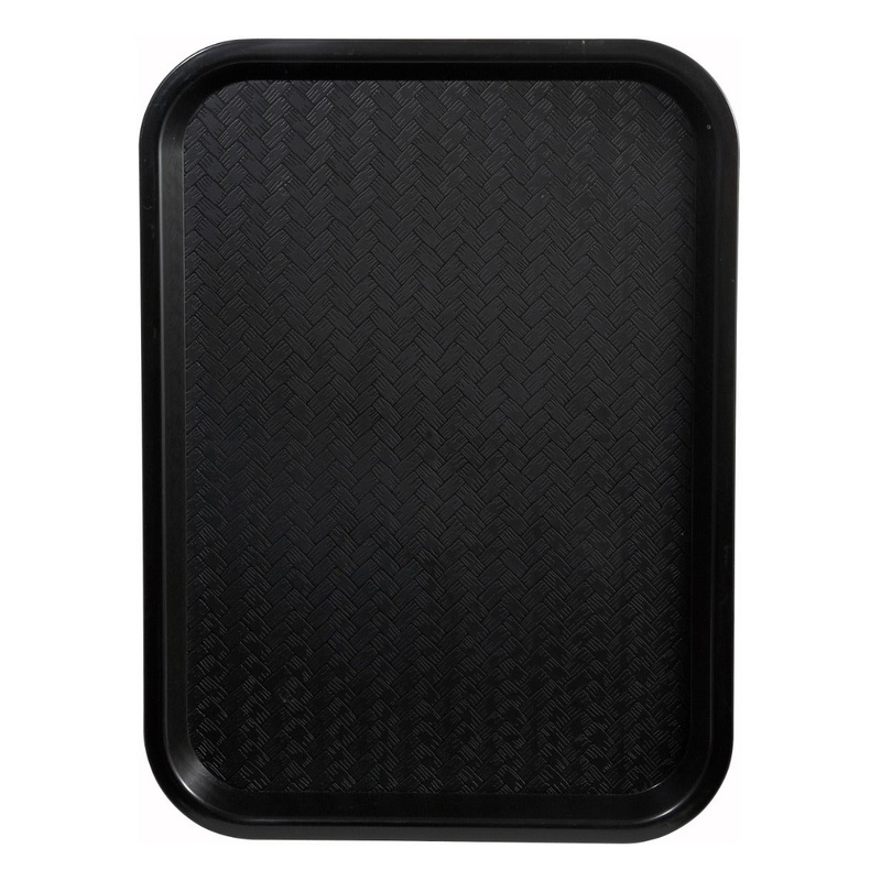 Winco FFT-1014K Plastic Fast Food / Cafeteria Tray 14"L x 10"W - Black - 48/Case
