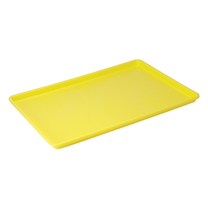 Winco FFT-1826YL Plastic Sheet Pan / Sheet Tray / Display Tray 26"L x 18"W - Full Size - Yellow - 6/Case