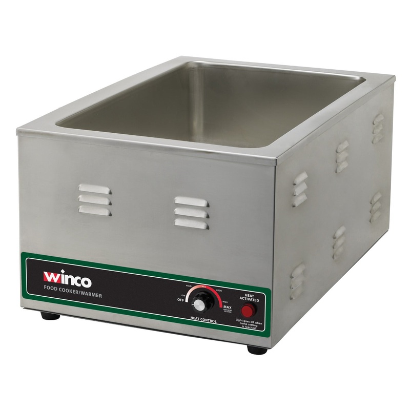 Winco FW-S600 Countertop Electric Food Cooker / Warmer 22-1/2"W x 14-5/8"D x 10-5/8"H - Holds (1) Full Size Pan 6"Deep - 120v, 1500W