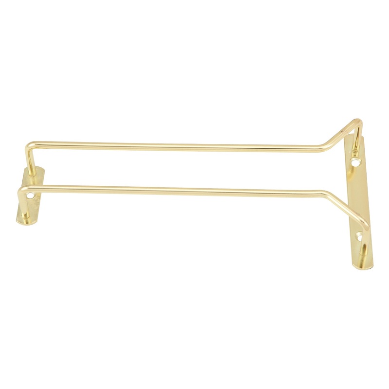 Winco GH-10 Brass Plated Wire 1-Channel Overhead Glass Hanger Rack 10" - 72/Case