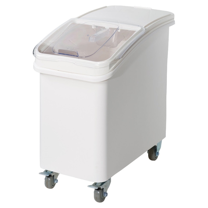 Winco IB-27 Mobile Ingredient Bin with Clear Sliding Lid & Scoop 27 Gal. - 430 Cup Capacity
