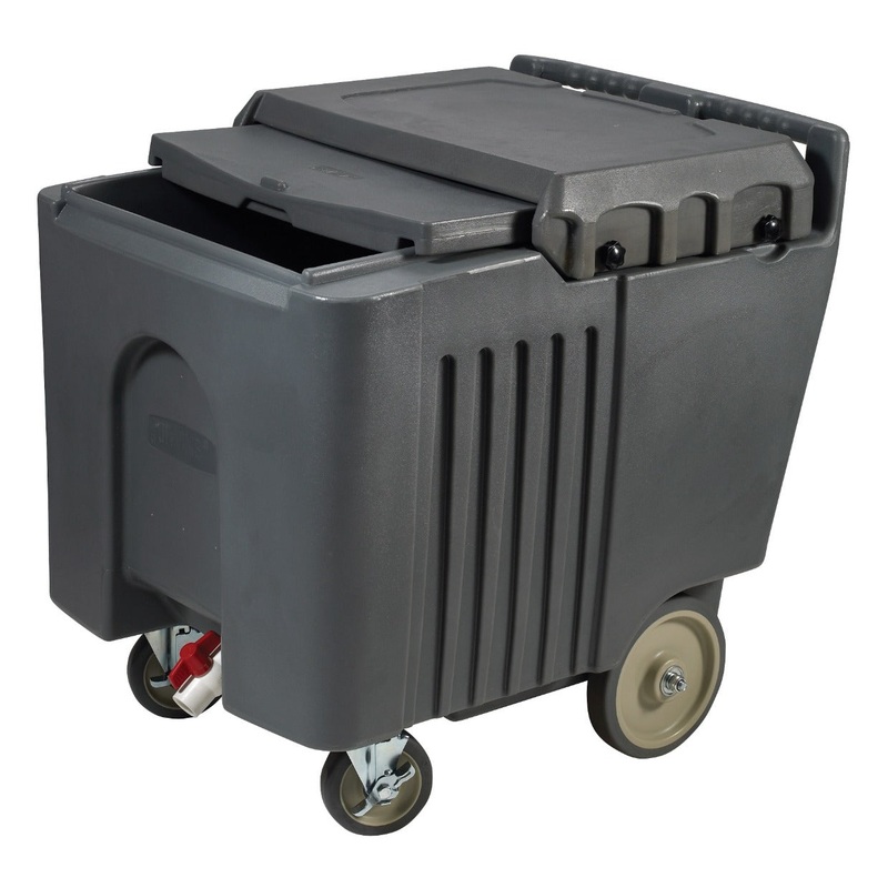 Winco IIC-29 Plastic Insulated Mobile Ice Caddy with Sliding Cover 125 lb. - Gray