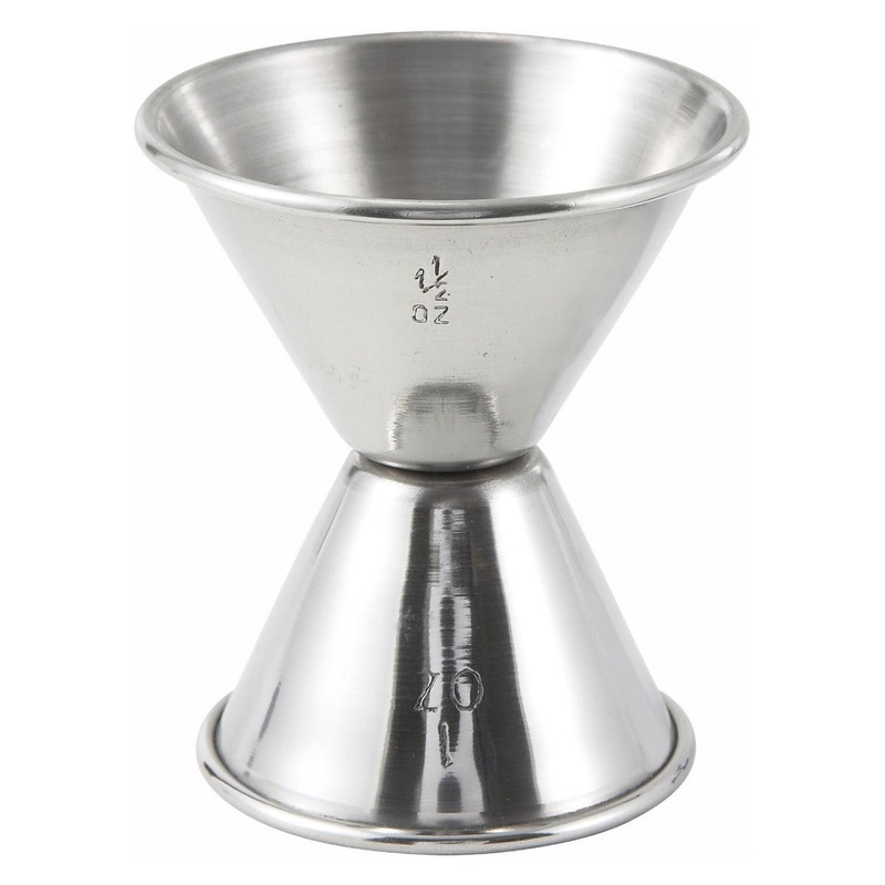 Winco J-4 Stainless Steel Double Jigger 1 oz. & 1-1/2 oz. - 12/Case
