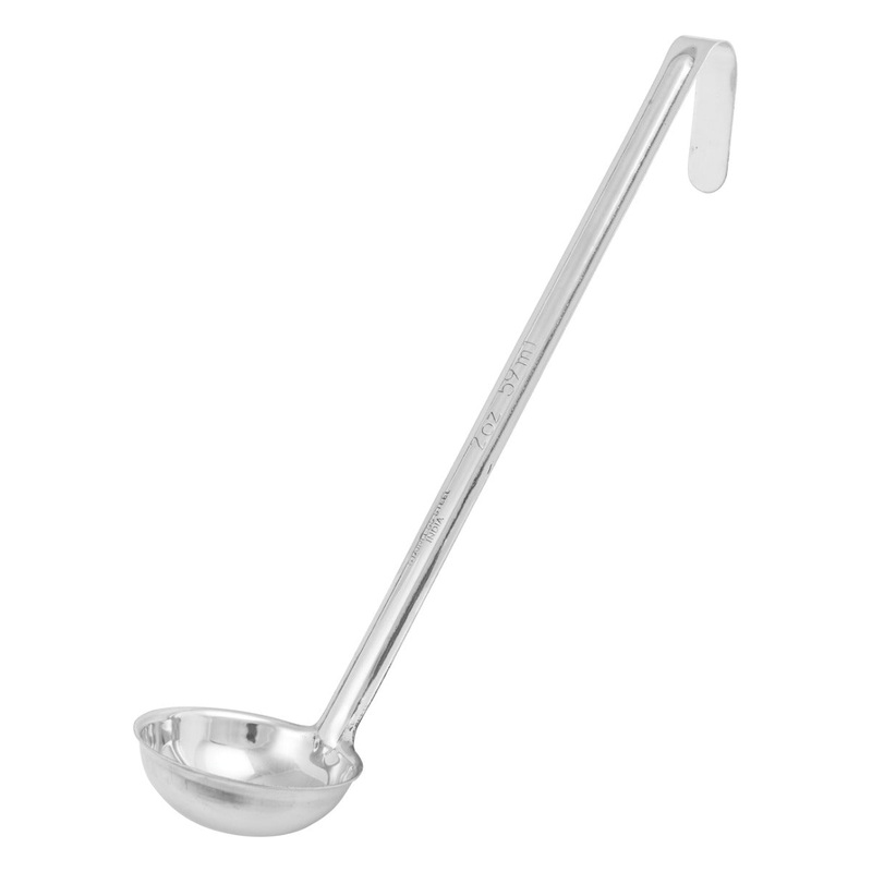 Winco LDI-2 One-Piece Stainless Steel Ladle with 10-1/2" Hooked Handle 2 oz.