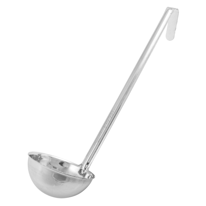 Winco LDI-8 One-Piece Stainless Steel Ladle with Hooked Handle 8 oz. - 120/Case