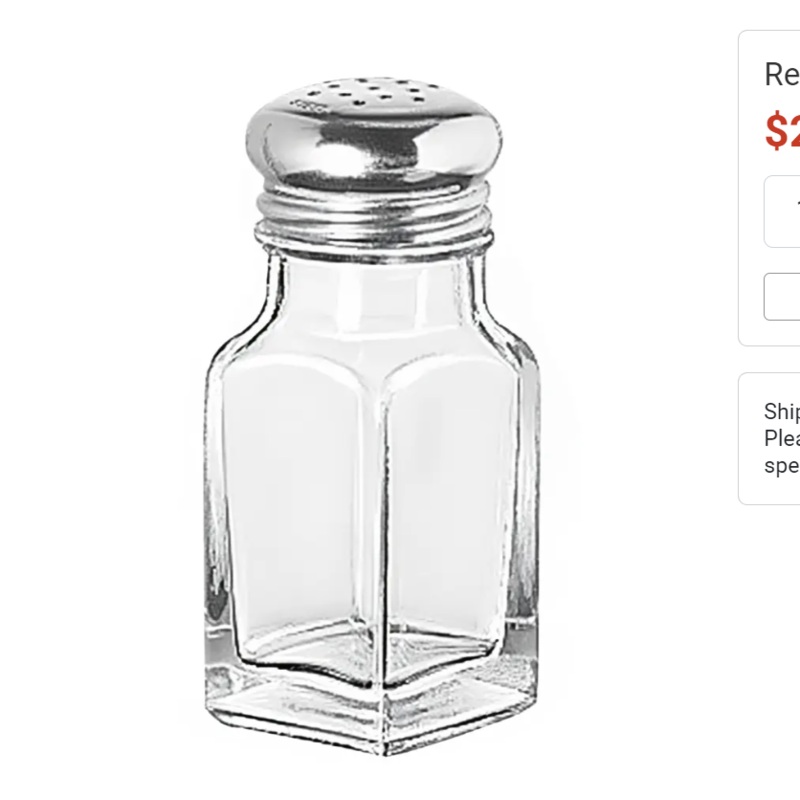 Libbey 97052 2 oz Salt/Pepper Shaker - Glass, 4 1/8"H