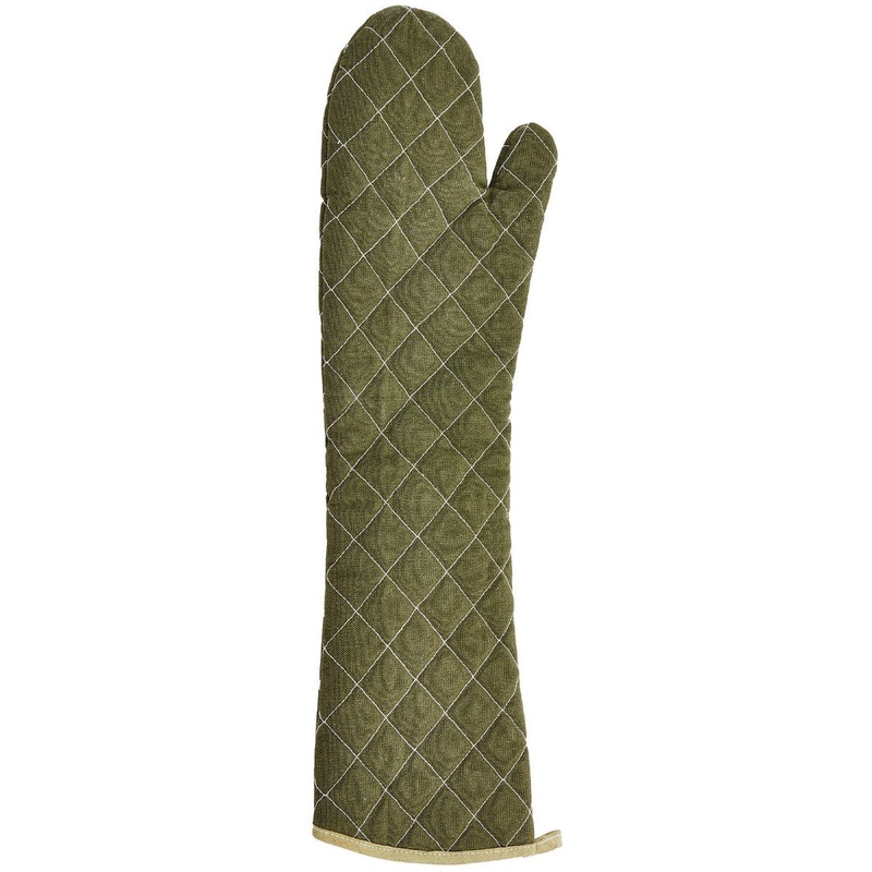 Winco OMF-24 Flame Retardant Cotton Oven Mitt 24" - Green - 12/Case