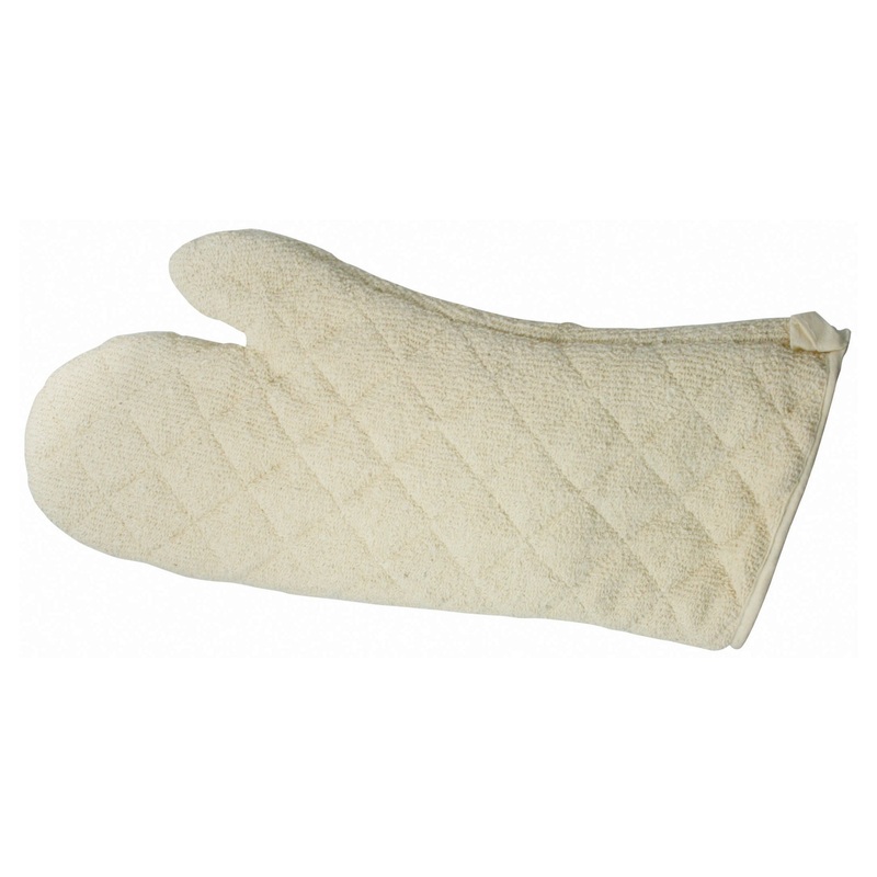 Winco OMT-17 Heat Resistant Terry Cloth Oven Mitt with Silicone Lining 17" - Beige - 72/Case