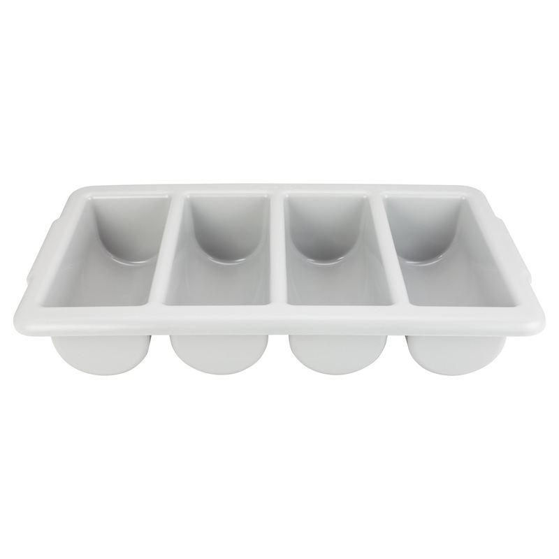 Winco PL-4B Plastic 4-Compartment Cutlery Bin - Gray - 12/Case