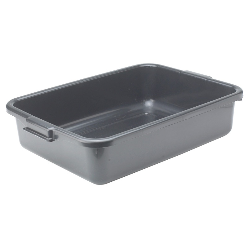Winco PL-5K Standard Weight Polypropylene Dish/Bus Box / Bus Tub 20-1/4" x 15-1/2" x 5" - Black