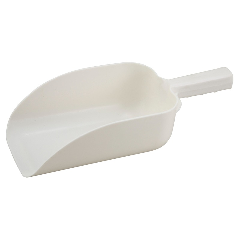 Winco PS-64 Polypropylene Flat Bottom Scoop 64 oz. - White - 48/Case
