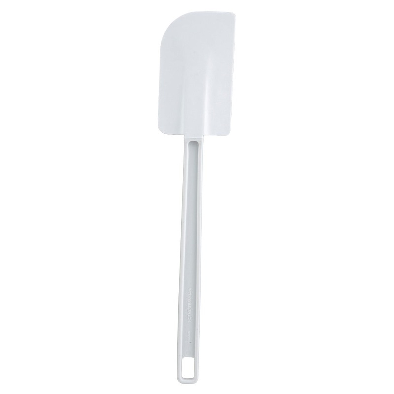 Winco PSC-14 Lo-Temp Plastic Scraper / Spatula with White Flat Blade and White Handle 14" - 288/Case