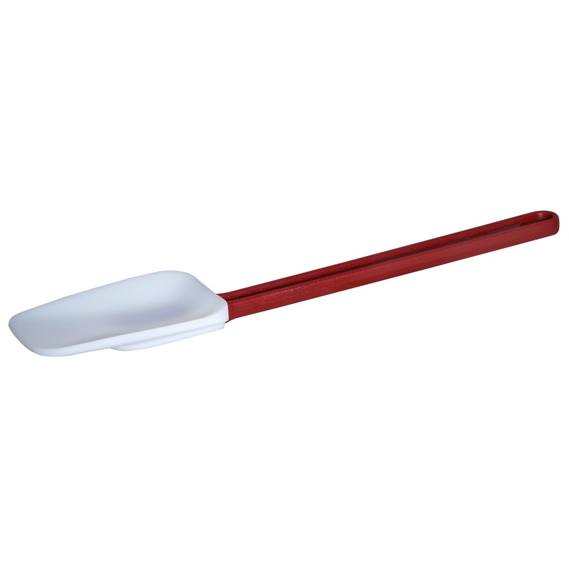 Winco PSG-14 Heat-Resistant Silicone Scraper with White Bowl-Shaped Blade and Red Handle 14" - 120/Case
