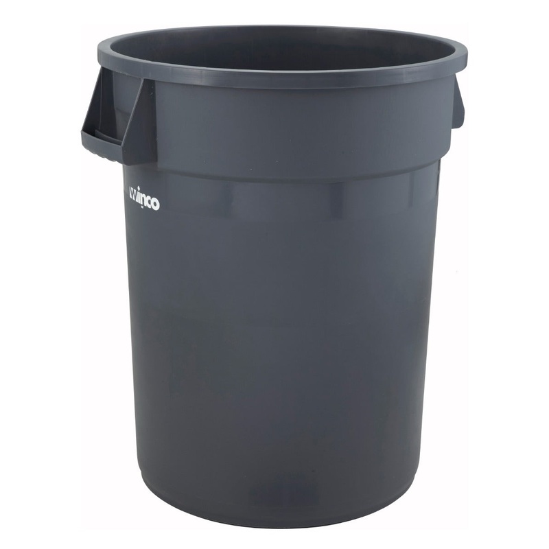 Winco PTC-44G Plastic Heavy-Duty Large Round Trash Can 44 gal. - Gray