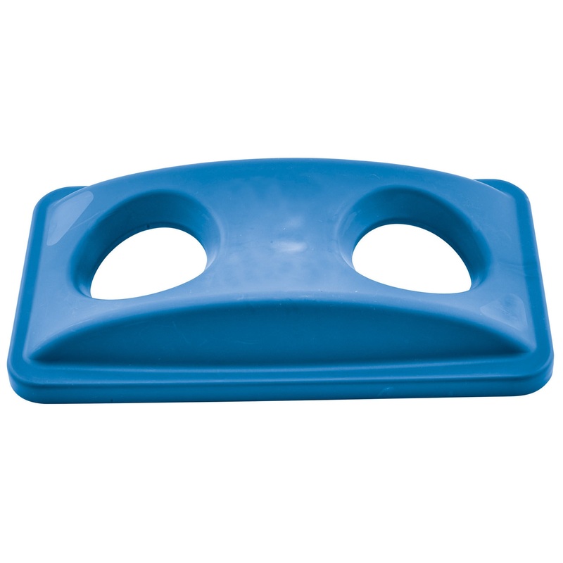 Winco PTCB-23L Plastic Rectangular Bottle/Can Recycling Cover for PTC-23L Slender Trash Can - Blue