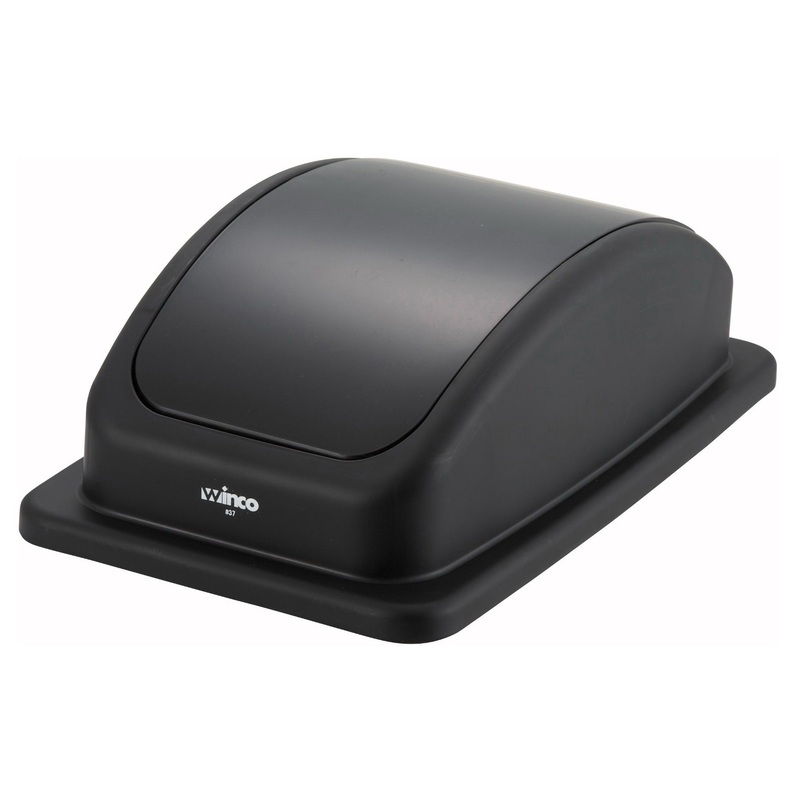 Winco PTCL-23K Plastic Rectangle Dome cover for PTC-23K Slender Trash Can - Black - 4/Case
