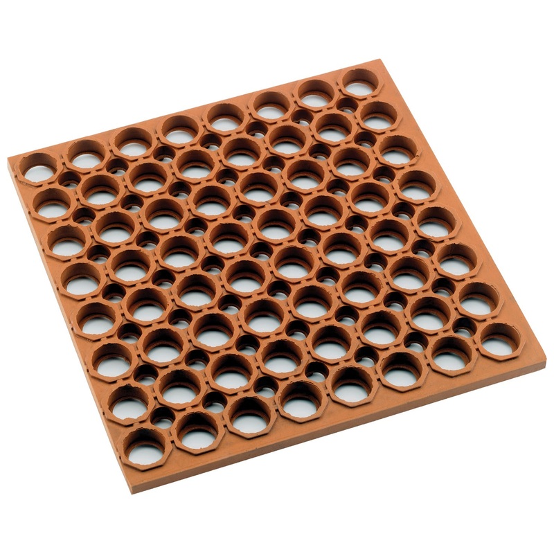 Winco RBMH-35R-R Rubber Anti-Slip & Anti-Fatigue Grease-Resistant Straight Edge Floor Mat 3' x 5' - 3/4" Thick - Red - (Rolled)