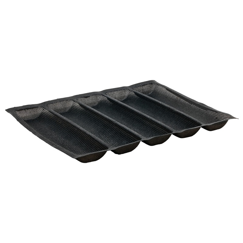 Winco SBF-5K Silicone Non-Stick 5-Roll Bread Form Pan 18" x 13" - Black