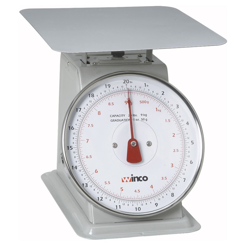 Winco SCAL-820 Mechanical/Analog Receiving Scale with 8" Dial - 20 lb./Capacity - 6/Case