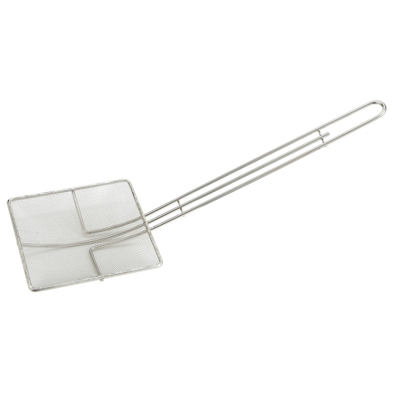 Winco SCF-6S Nickel-Plated Mesh Square Skimmer 6-3/4" x 6-3/4" Blade and 13"L Loop Handle - 48/Case