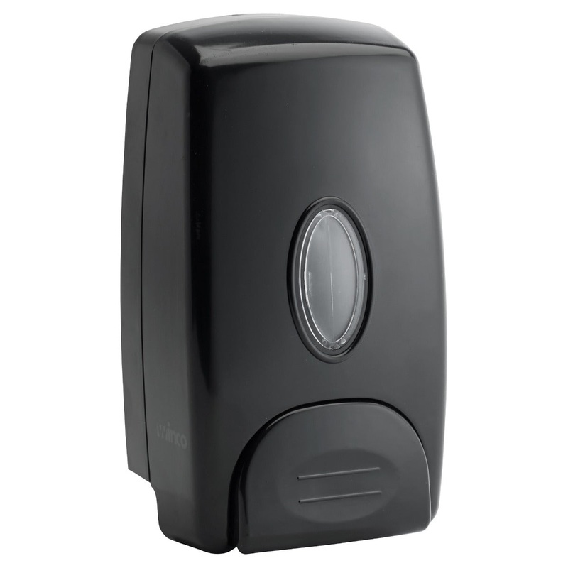 Winco SD-100K Wall Mount Manual Soap Dispenser 1 liter - Black
