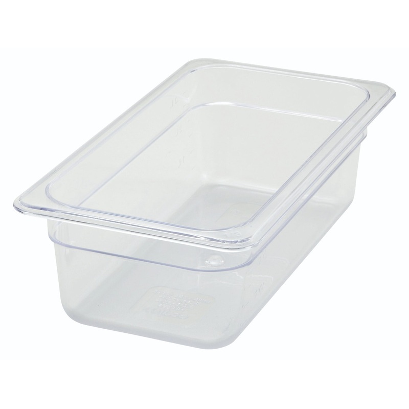 Winco SP7304 Poly-Ware Polycarbonate Food Pan 3-1/2" Deep - 1/3 Size - Clear - 24/Case