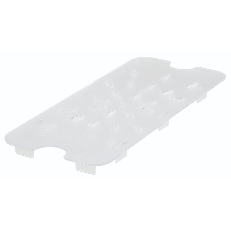 Winco SP73DS Poly-Ware Polycarbonate Food Pan Drain Shelf - 1/3 Size - Clear - 80/Case