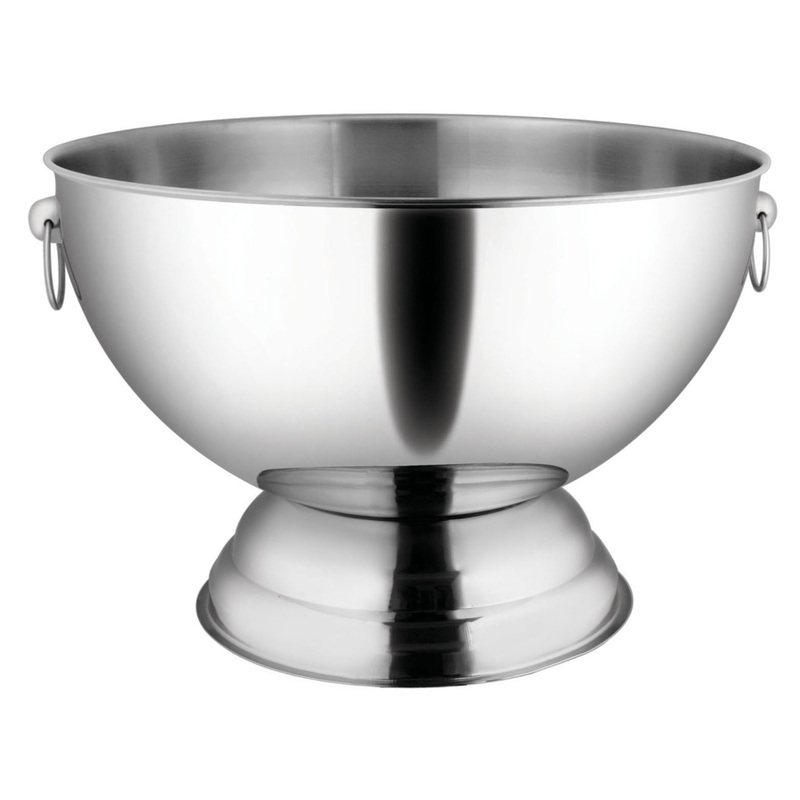 Winco SPB-35 Stainless Steel Punch Bowl with Ring Handles and Footed Base 3-1/2 gal. - 6/Case