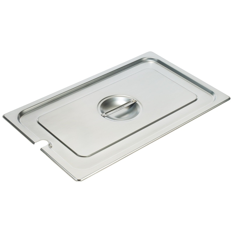 Winco SPCF Standard-Weight 25 ga. Stainless Steel Steam Table Flat Slotted Food Pan Cover - Full-Size - 24/Case