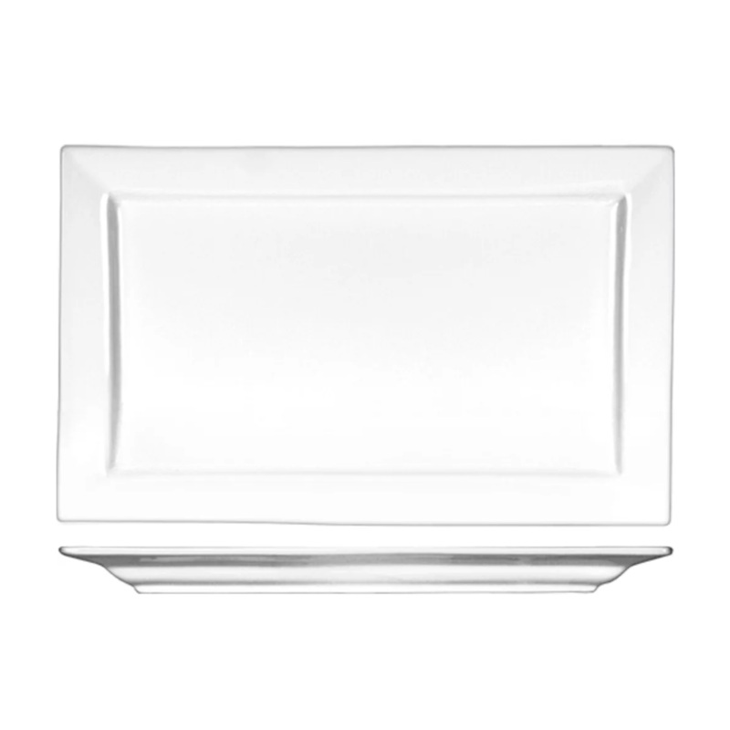 International Tableware EL-16 9 7/8" x 6" Rectangular Elite Platter - Porcelain, Bright White
