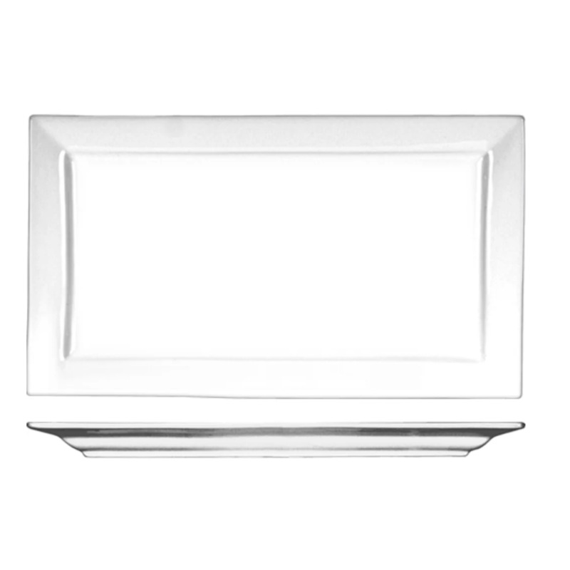 International Tableware EL-21 11 3/4" x 6 3/4" Rectangular Elite Platter - Porcelain, Bright White