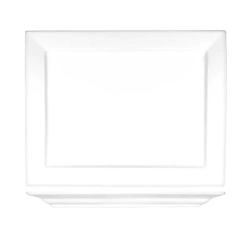 International Tableware EL-25 14" x 10 7/8" Rectangular Elite Platter - Porcelain, Bright White