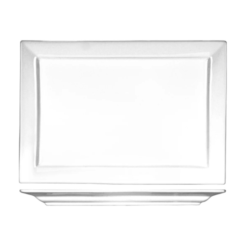 International Tableware EL-26 12" x 7 7/8" Rectangular Elite Platter - Porcelain, Bright White