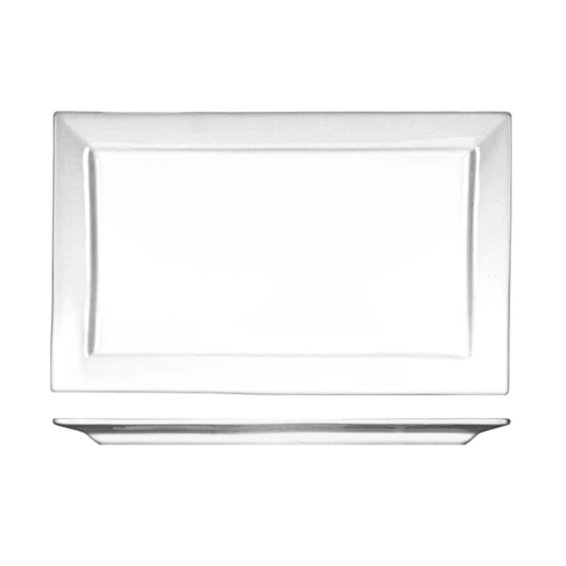 International Tableware EL-27 11" x 6 3/4" Rectangular Elite Platter - Porcelain, Bright White