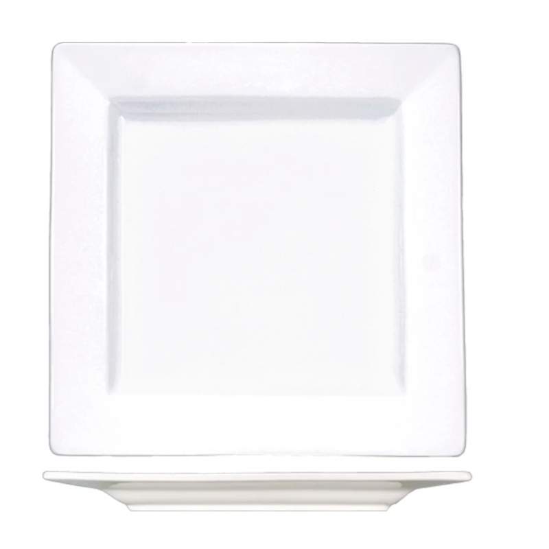 International Tableware EL-40 12" Square Elite Plate - Porcelain, Bright White