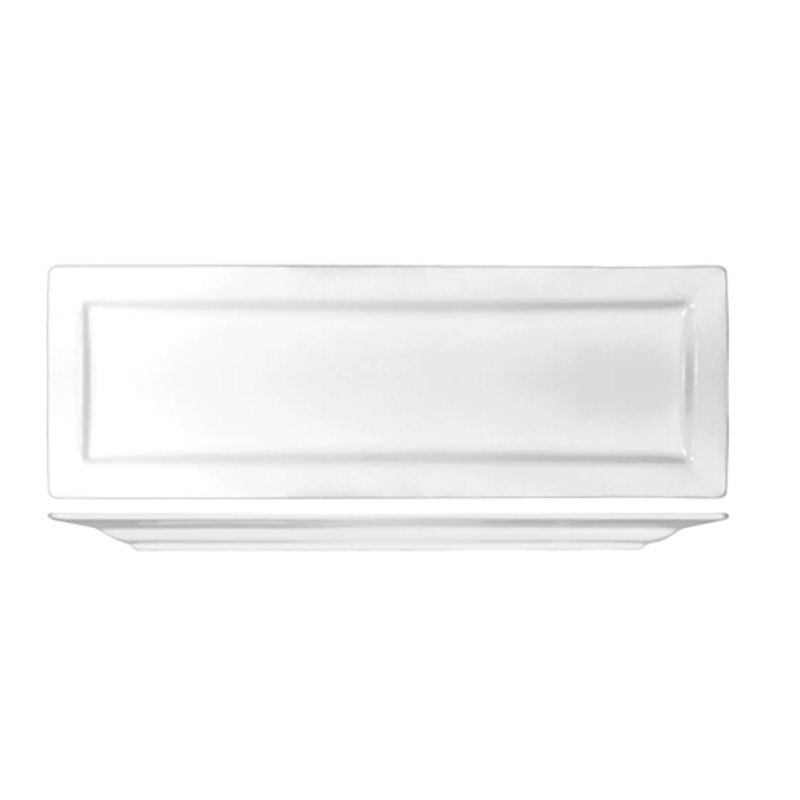International Tableware EL-50 16 1/8" x 5 1/2" Rectangular Elite Platter - Porcelain, Bright White