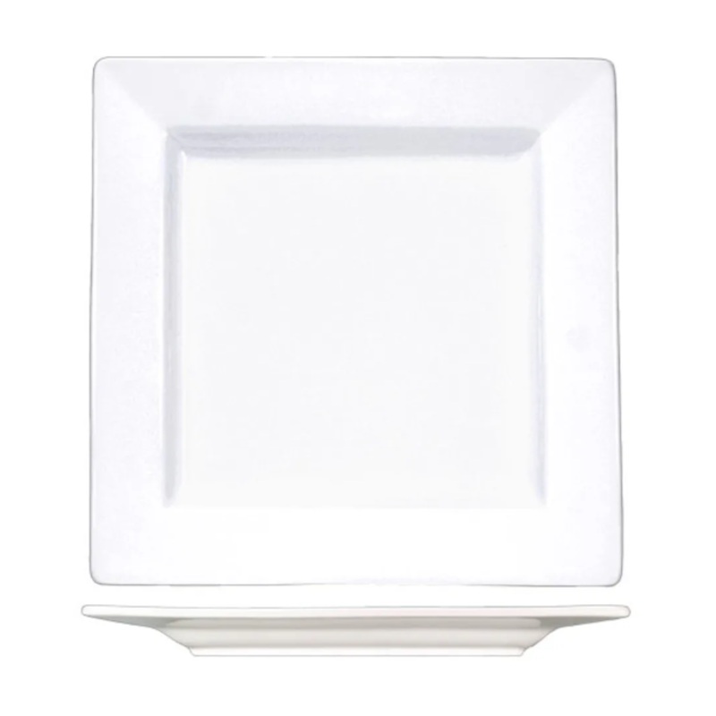 International Tableware EL-9 9 1/8" Square Elite Plate - Porcelain, Bright White